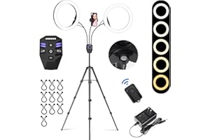 SEBIDER DUAL 10" LED Ring Light with Tripod Stand & Phone Holder, Selfie Circle Lights with 5 Light Modes (2700-6500K)&12 Brightness Compatible for Makeup/Photography/TikTok/YouTube/Live Stream