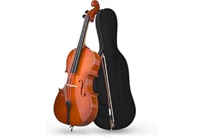 EPOFIT Full Size Cello Kit, Acoustic Cello Instrument for Adults,Students,Beginners,Complete Cello 4/4 Set with Portable Bag, Bow, Rosin, Retro Color