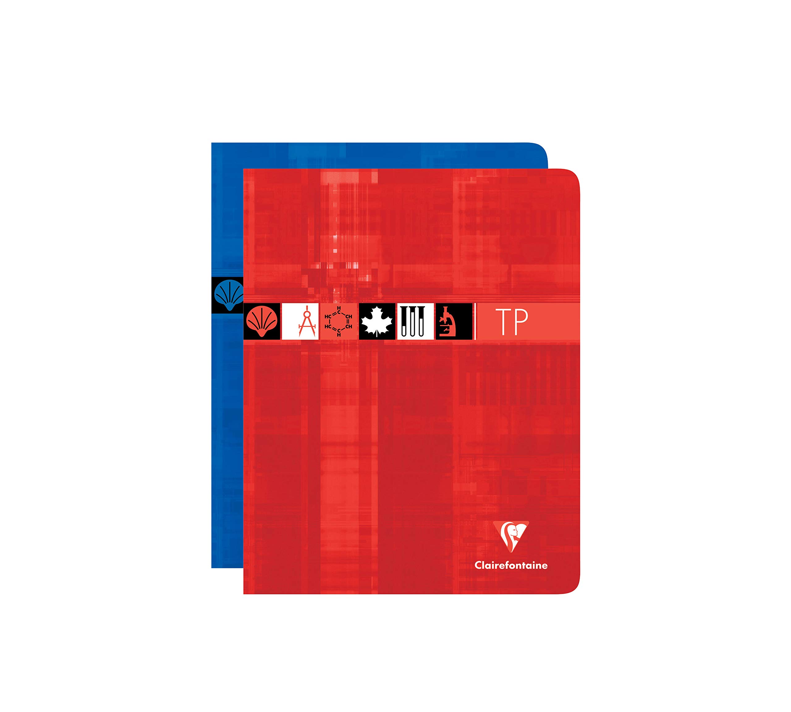 Clairefontaine 37227AMZC Set of 2 Practical Workbooks - 17x22 cm - 80 Seyes Ruled Pages 90 g and Plain White 125 g - Laminated Card Cover - Random Colours