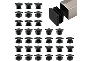 BOPOREAE 32 Pack 1/2" x 1/2" Square Tube End Cap Plastic Plugs, Square Tubing Plug Inserts for Metal Tubing, Fences, Glide Protection from Chair Legs and Furniture, Durable Plastic Hole Plugs, Black