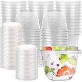 LOPYXBR 100 PCS 10 Oz Plastic Parfait Cups with Flat Lids Disposable Dessert Cups with Lids Clear Plastic Fruit Cups Snack Cups with Lid for Iced Cold Drinks,Cake, Fruit, Parfait, Pudding
