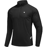 PINSPARK Men's 1/4 Zip Pullover Quarter Zip Athletic Golf Shirts | Lightweight quarter zip pullover, moisture wicking long sleeve with UV protection for golf, gym, running, hiking &amp; workout