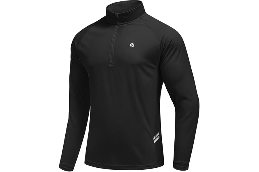 PINSPARK Men's 1/4 Zip Pullover Quarter Zip Athletic Golf Shirts | Lightweight quarter zip pullover, moisture wicking long sleeve with UV protection for golf, gym, running, hiking & workout