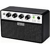 STRICH 2 x 5 W Mini Guitar Amp - Portable, Rechargeable Electric Guitar Practice Amplifier with Clean & Drive Channels, 1/8 H