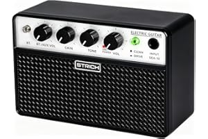 STRICH 2 x 5 W Mini Guitar Amp - Portable, Rechargeable Electric Guitar Practice Amplifier with Clean & Drive Channels, 1/8 H