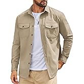 COOFANDY Men's Long Sleeve Button Down Work Shirt with Flap Pockets