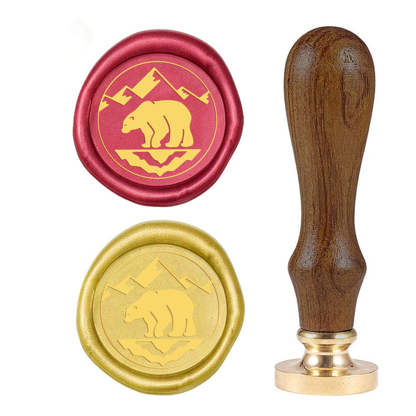 CRASPIRE Wax Seal Stamp Polar Bear, Retro Sealing Wax Stamp Animal Pattern with 25mm Removable Brass Head Wooden Handle for Envelope Card Package Decoration