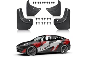 Foxpark Tesla Model Y Mud Flaps Custom Fit, Splash Guards All Weather Winter Protection, No Drilling Required Mudflaps, Model Y Accessories 2019-2024(Set of 4)
