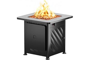 East Oak 28” Outdoor Propane Fire Pit Table | 52,000 BTU Gas Fire Pit for Outside with Easy-Hook Lid, Mesh Pocket & Lava Rocks | CSA Certified | Ideal for Patio, Garden & Backyard | Black