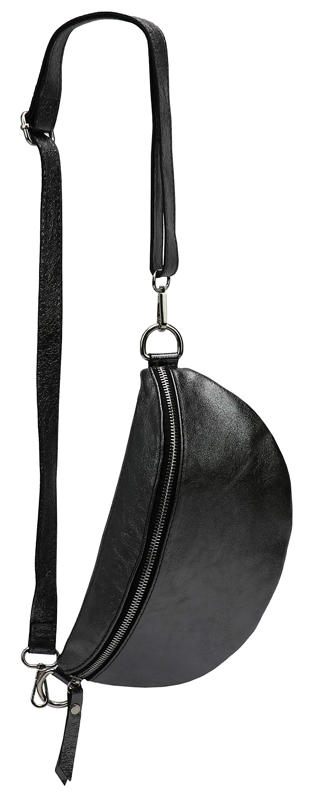 SH Leder Karla G359 Unisex Bum Bag Genuine Leather Festival Travel Waist Bag Medium 27 x 15 cm, Metallic Anthracite, m