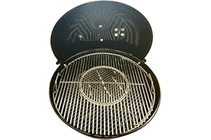 HUNSAKER SMOKERS Hunsaker 304 Stainless Steel Cooking Grate - Made in USA - Compatible with Kettles, WSM - Ultimate Upgrade for Your Grill (for 22" Kettle Grills, Hinged Top Cooking & Removable Center)