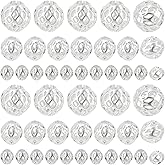 PH PandaHall 60PCS Silver Plated Hollow Beads, 4mm 6mm 8mm Round Spacer Beads Filigree Brass Metal Loose Beads for DIY Crafts Bracelets Waist Chain Necklaces Earrings Jewelry Making