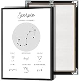 Scorpio Zodiac Poster Black And White Horoscope Canvas Wall Art Minimalist Zodiac Sign Astrology Aesthetic Prints Painting For Living Room Bedroom Office Wall Decor 12x16in Unframed