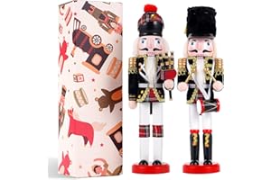 COMBIUBIU 2 Pcs11.8 inch Christmas Decorations Nutcracker Ornaments,Wooden Nutcracker Figures,Festive Collectible Nutcracker Gift forTable Desktop Fireplace Thanksgiving Christmas Decor