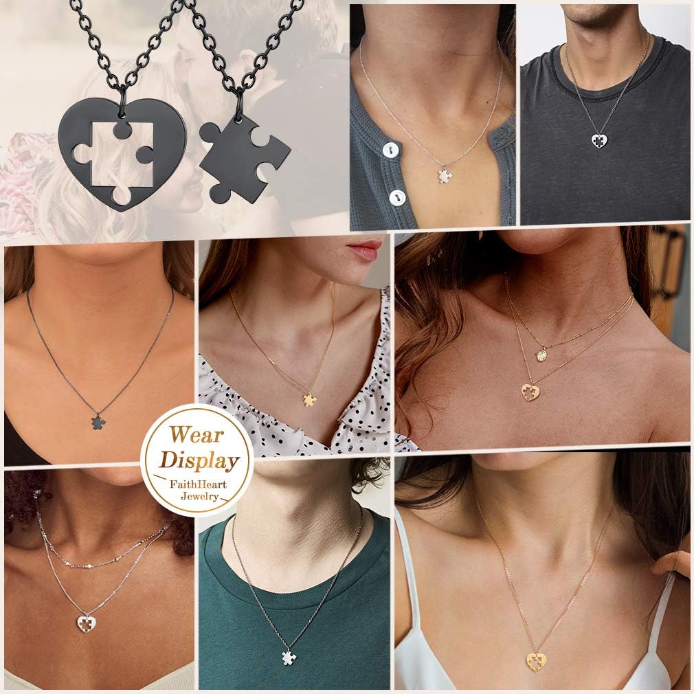 Colliers Bijoux Faithheart Collier Yin Yang Couple Personnalisable Double Pendentif Chat Amitie Bijoux 2pcs Puzzle Coeur Separable Pour Amoureux Meuilleur Amie Enfant Filles En Acier Avec 2 Chaines Reglable 50 5 Cm