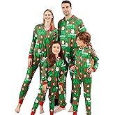 ANGELGGH Onesie Christmas Family Matching Pajamas Adult Couples Men PJs Hooded Women Novelty One-piece Sleepwear
