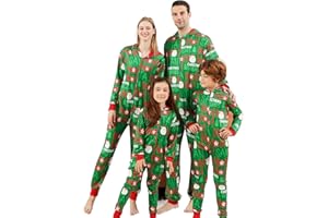 ANGELGGH Onesie Christmas Family Matching Pajamas Adult Couples Men PJs Hooded Women Novelty One-piece Sleepwear