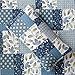 SLPR Pacific Coast 3-Piece Quilt Set - Queen Size with 2 Shams, Lightweight Quilted Bedspread, Blue and White Floral Patchwork Design, Soft All-Season Bedding for Farmhouse and Bohemian Decor