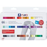 STAEDTLER FIMO Soft Polymer Clay - Oven Bake Clay for Jewelry, Sculpting, Crafting, 66 Pieces, Assorted Colors, 8023 C66-1
