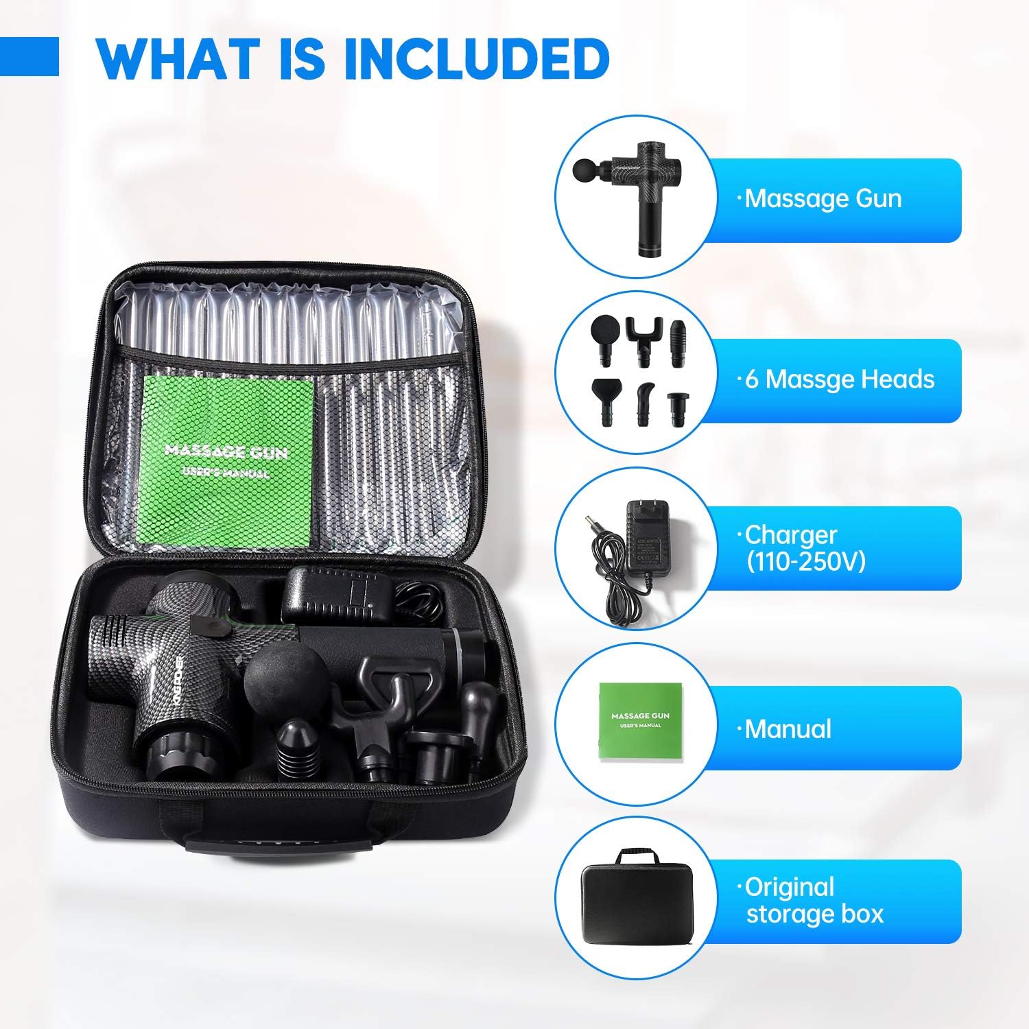 Upgraded Massage Gun Deep Tissue for Athletes, 20 Speed Percussion Muscle Massager for Pain Relief, Handheld Electric Body Massager for Back Neck, Cordless Vibration Massager, Quiet Brushless Motor: Health & Personal Care