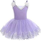 ODASDO Ballet Leotard For Girls Camisole Tutu Skirts Shiny Sequin Flower Embroidery Dance Dress Gymnastics Bodysuit Outfit