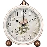 Maxspace Classic Vintage Clock - Elegant and Decorative Analog Clocks,Silent Non-Ticking Clock with Distressed Metal Frame for Office, Living Room or Bedroom