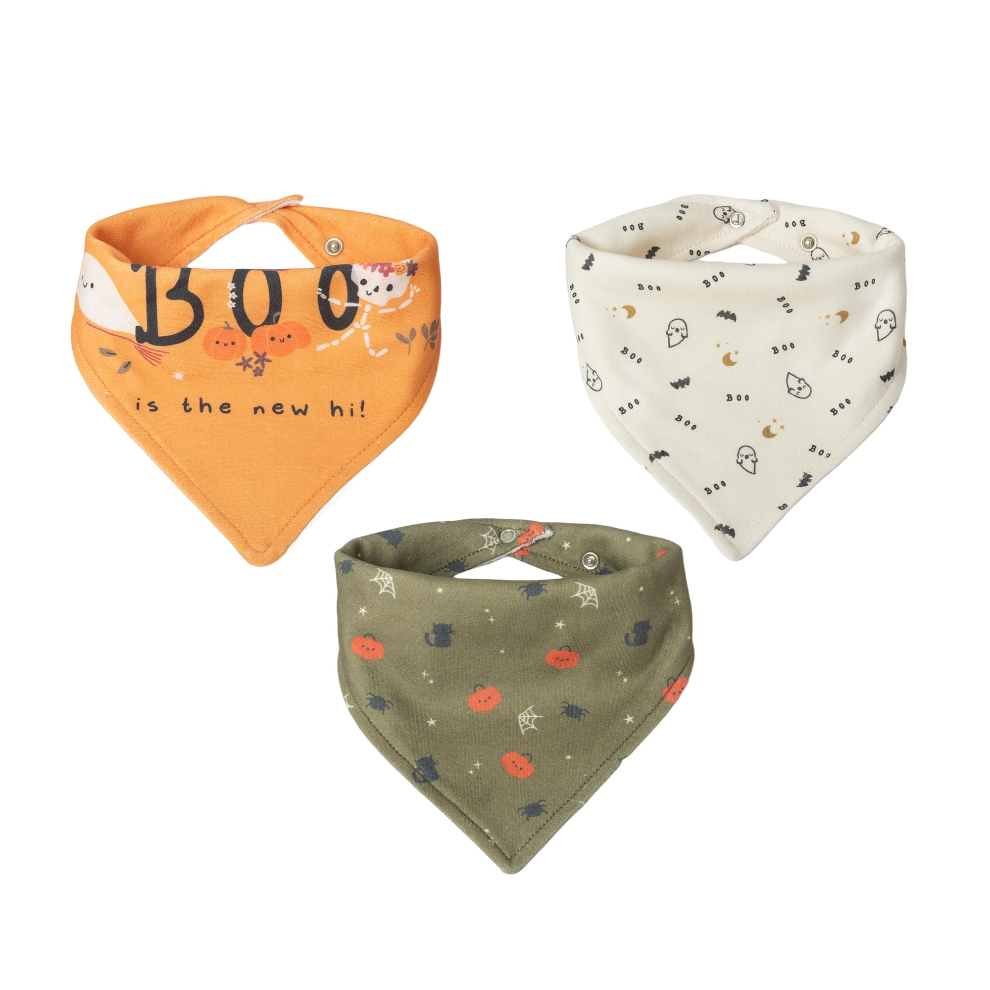 Little Dimsum Halloween Bandana Drool Bib 3 Pack for Boys & Girls - Super Absorbent 100% Organic Cotton Baby Set for Teething and Drooling