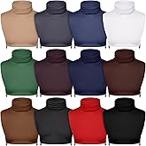 Cutecrop 12pcs Fake Turtleneck Pleated Detachable Collar Set Dickey Half Top Mock Blouse Collar for Women Men Multicolor