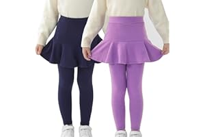 StyleSavvy Trendy Girls' Leggings with Skirt - 2 Pack of Cotton Ruffle Skirt Pants for Kids for 3-8 Years