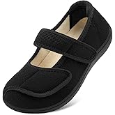 JOINFREE Womens Wide Diabetic Slippers Adjustable Comfort House Shoes Extra Wide Width Bedroom Slipper for Edema Swollen Arthritis Elderly Indoor Outdoor