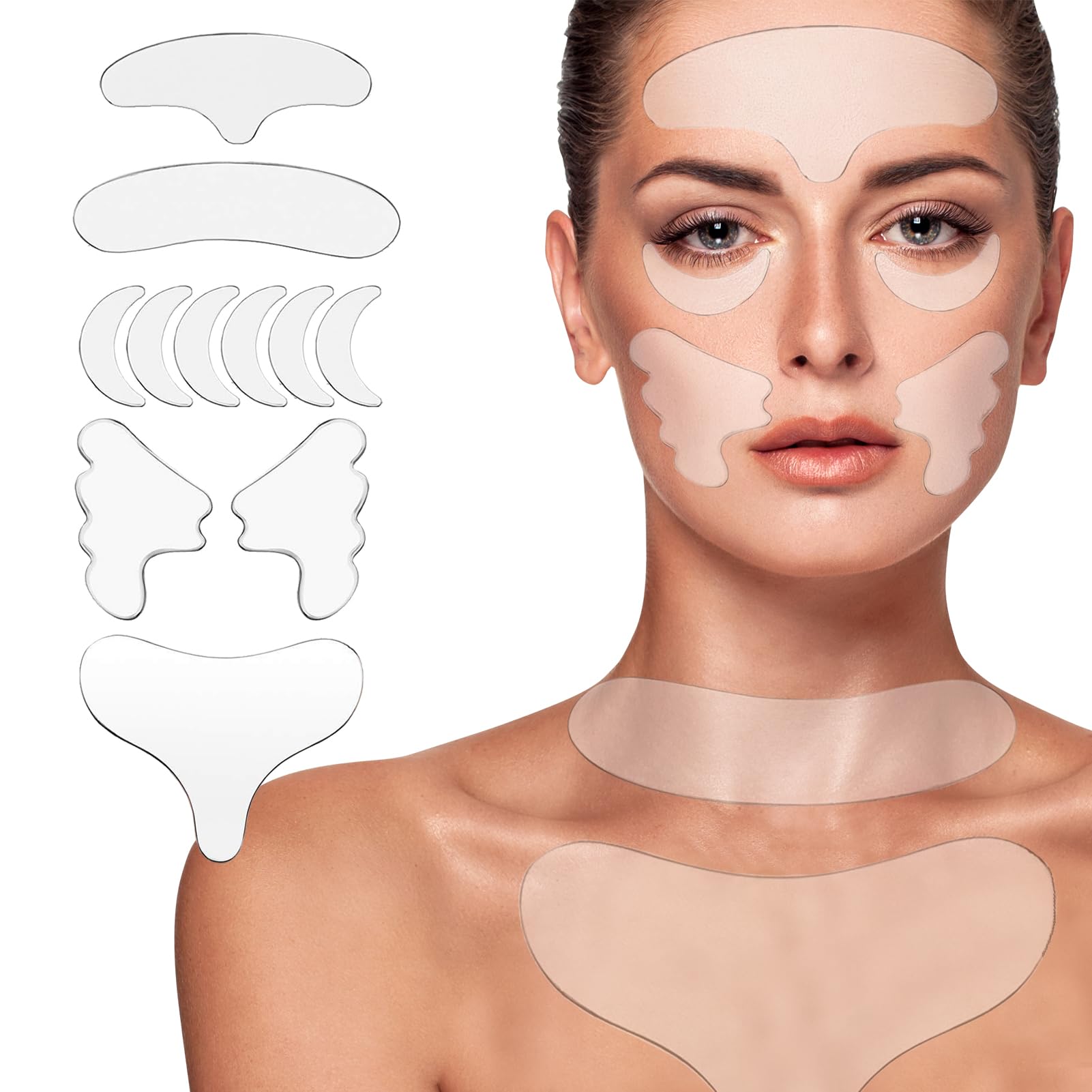 Photo 1 of Forehead & Neck Wrinkle Patches, Reusable Silicone Face Patches for Wrinkles, Anti Wrinkle Patches to Reduce Facial Wrinkles, Frown, Chest & Fine Lines, Overnight Wrinkle Pad for Women, 11 Pcs