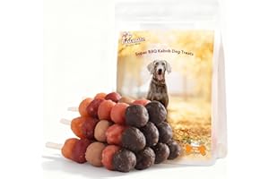 Pawmate 6-in-1 Kabobs Dog Treats, Multi-Flavor Jerky Treats Made with Chicken, Duck, Salmon, Beef, and Rabbit on Rawhide Sticks, Healthy Long Lasting Dog Chews for Small Medium Large Dogs, 10.6 oz