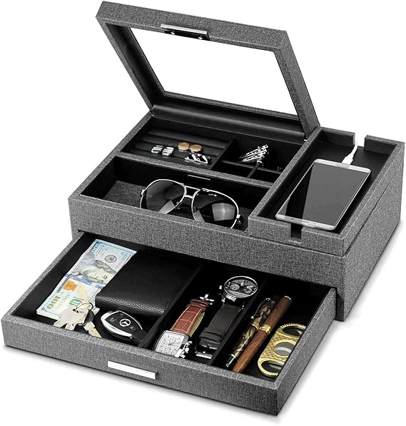 Lifomenz Co Men Accessories Organizer Catchall Tray with Removable