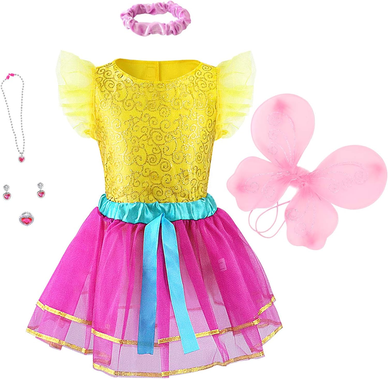 Girls Dress up Trunk Princess Set, Jeowoqao 24 PCS Pretend Play Costume Set, Fairytale, Supergirl, Princess, Rainbow Unicorn Costume for Toddler/Little Girls Ages 3-5yrs: Clothing