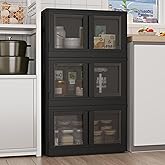 FLEXIMOUNTS 228 QT Stackable Storage Bins With Lids, Collapsible Plastic Storage Bins With Doors and Built-in Wheels For Home Dorm Closet Organizers and Storage, 3 Pack Cubes, Black