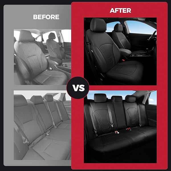 FREESOO FOR HONDA ACCORD SEAT COVERS LX SE SEDAN 2023 2024 2025, CUSTOM FIT CAR SEAT COVERS FULL SET, WATERPROOF LEATHER SEAT COVERS FOR CARS, BLACK