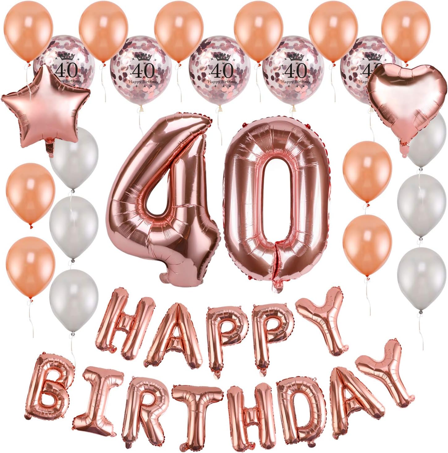 HOWAF Decoración de cumpleaños 60 en Oro Rosa para Mujeres 59 Piezas