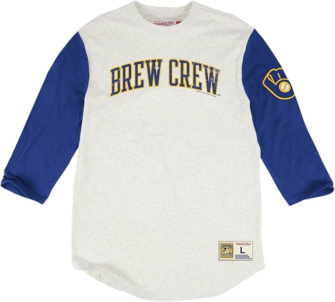 Milwaukee Brewers Extra Out Brew Crew 3/4 Sleeve TShirt, MLB Mens Throwback Tee