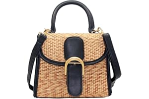 boshiho Retro Straw Woven Handbag Womens Small Cross Body Bag Shoulder Messenger Satchel