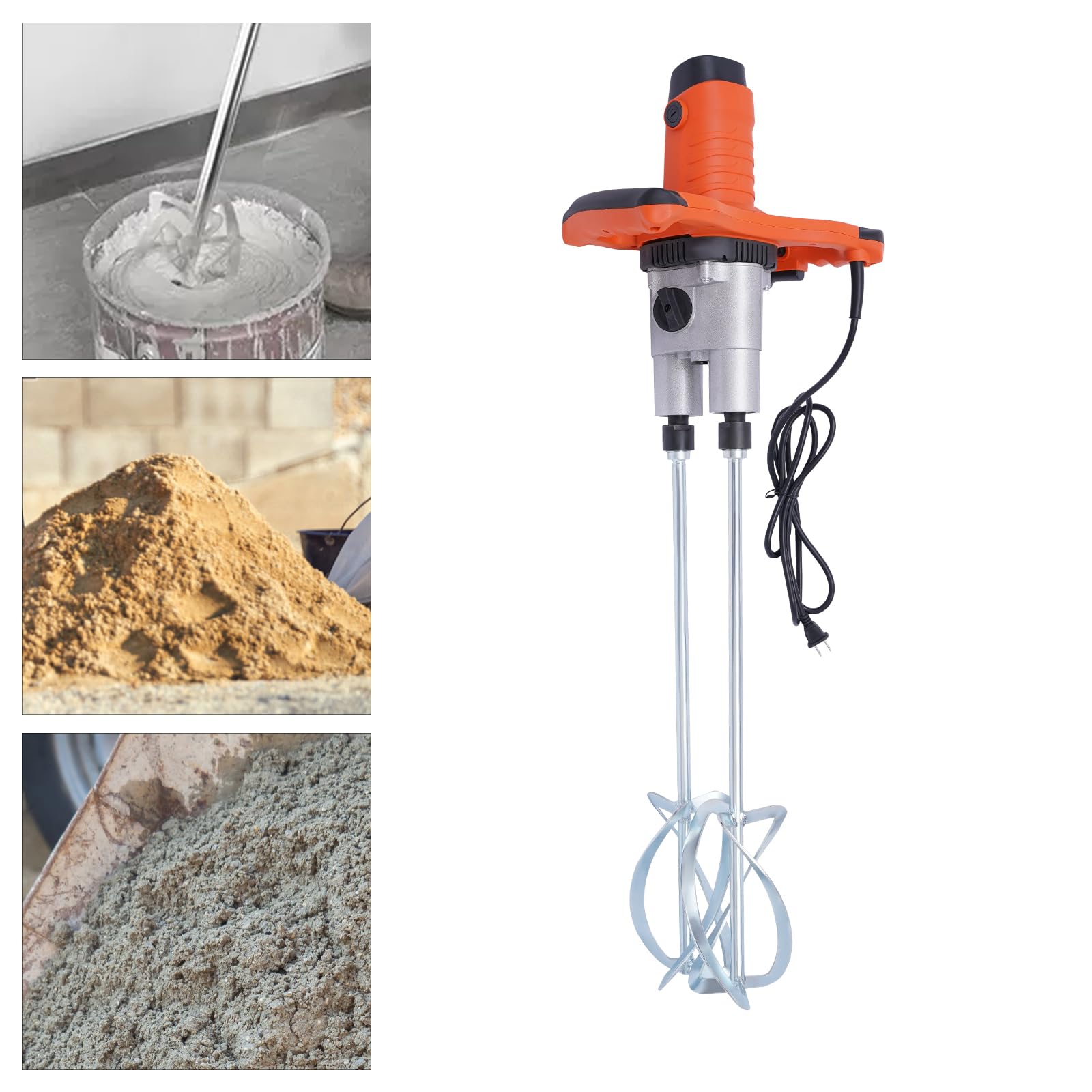 Electric Mortar Mixer,AntiSlip Handheld Double Paddle Mortar Mixer