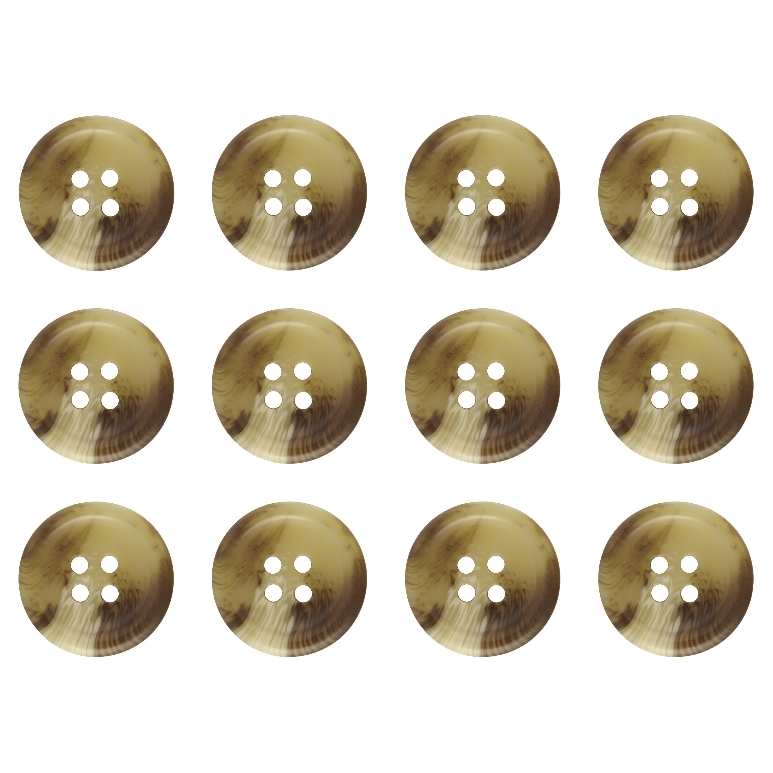 Pack of 12 Light Mixed Brown 20mm Round Faux Horn Sew On Plastic Buttons for Coats Jackets Cardigans Flat 4 Holes 32L