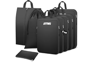 ATTMU 8 Set Compression Packing Cubes for Travel, Expandable Compression Cubes for Suitcases, Lightweight Suitcase Organizer with Shoes & Laundry Bags, Travel Accessories for Men Women