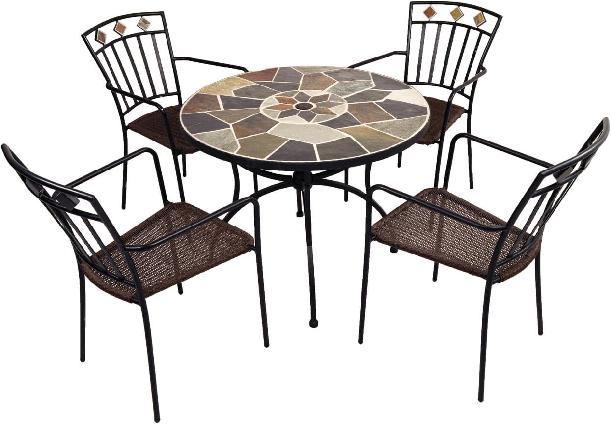 Europa Leisure Pomino Standard Table with 4 Malaga Chairs - Stone