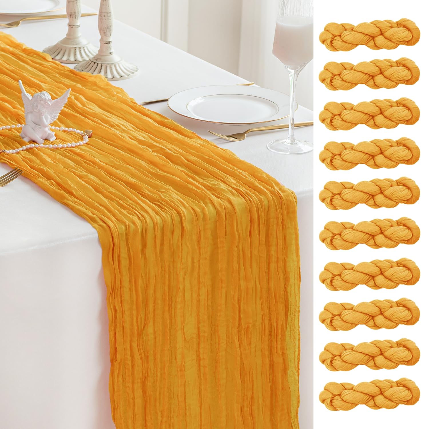 Sioloc Yellow Cheesecloth Table Runner Fall Autumn Decor for Home 10ft Table Cloth for Wedding Birthday Party Halloween Thanksgiving Decorations Image Sioloc Yellow Cheesecloth Table Runner Fall Autumn Decor for Home 10ft Table Cloth for Wedding Birthday Party Halloween Thanksgiving Decorations Image