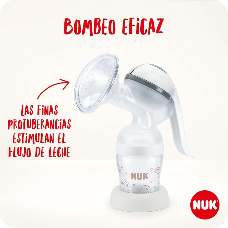 Sacaleches manual NUK | Almohadilla de silicona suave | Palanca ergonómica | Con biberón Perfect Match | 150ml