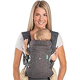 Infantino Flip 4-in-1 Baby Carrier Convertible Ergonomic, Gray | Grows with baby from 8-32 lbs. Adjustable fit. Ergonomic hands-free carrying for everyday adventures. Registry Gift