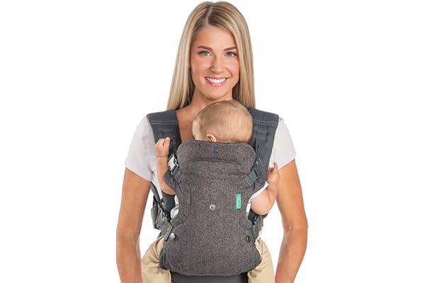 Infantino Flip 4-in-1 Baby Carrier Convertible Ergonomic, Gray | Adjustable fit, Enhanced lumbar support, Ergonomic hands-fre