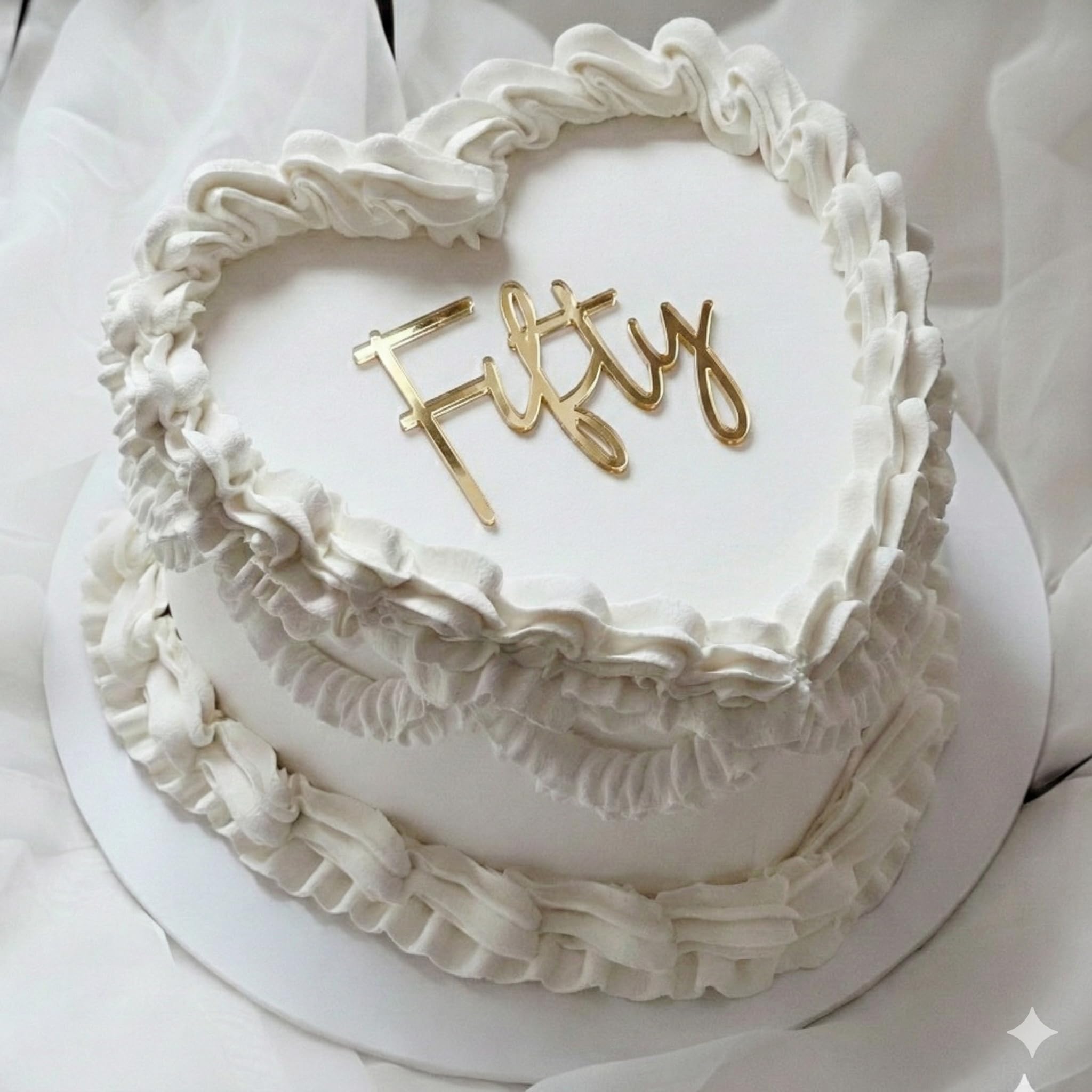 Fifty Cake Topper – 50th Birthday Decoration, Gold Mirror Acrylic, 3mm Thick, Premium Laser Cut Charm, Elegant Fiftieth Party Décor Lambeth Cake