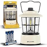 LUXPRO Retro LED Lantern - Battery-Powered Emergency Lantern - Water Resistant - Bright LED Lamp for Indoor & Outdoor Use - Use for Tents, Hiking or Hurricane Prep (Beige, Pack of 1)