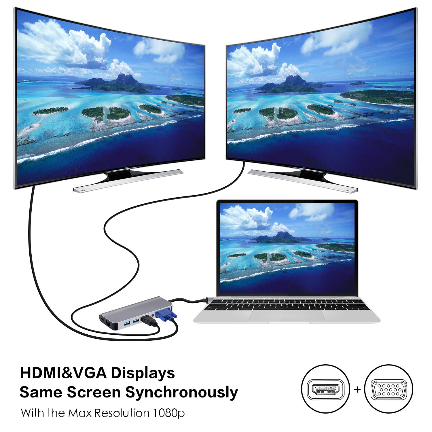 USB C HUB Ethernet HDMI,Type C HUB to HDMI 4K VGA Adaptor Samsung Dex Station for Galaxy S9/S8/Note 9/8,Nintendo Switch Adapter with 2 USB 3.0,Aduio Jack, PD for MacBook Pro and More USB-C Devices